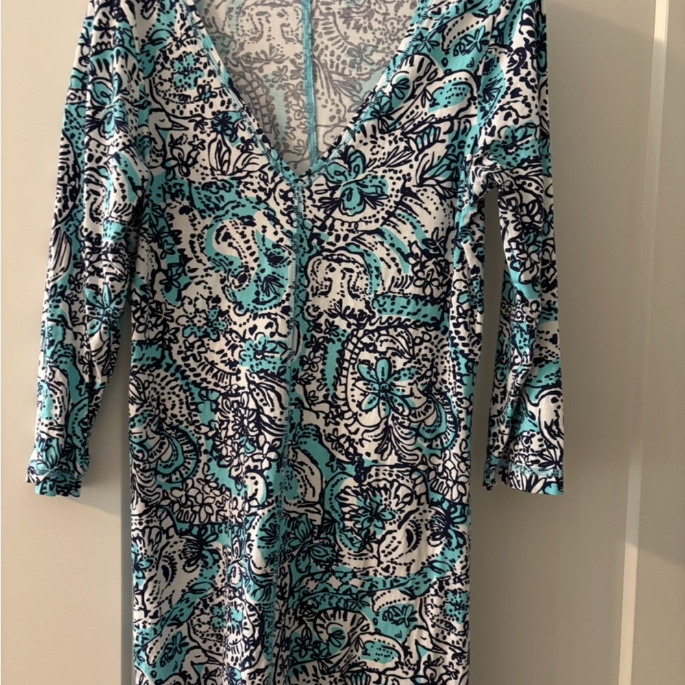 Floral Blue and White Dress